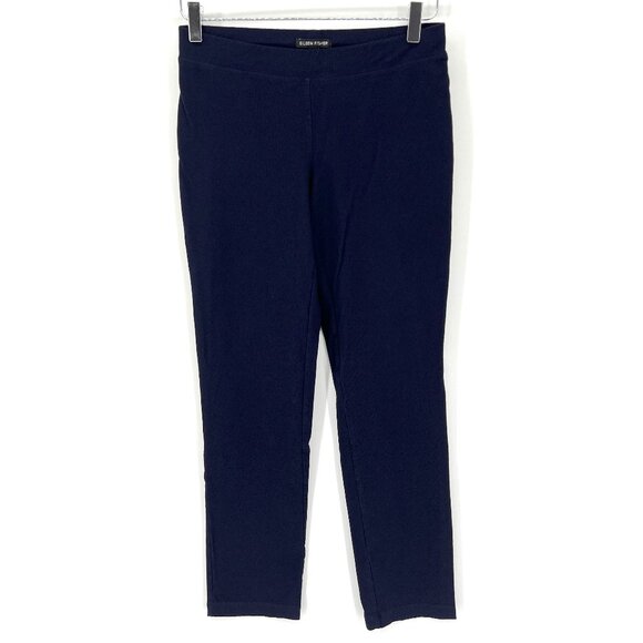 Eileen Fisher System Washable Stretch Crepe‎ Slim Ankle Pant Size XS Navy Blue - Picture 1 of 11